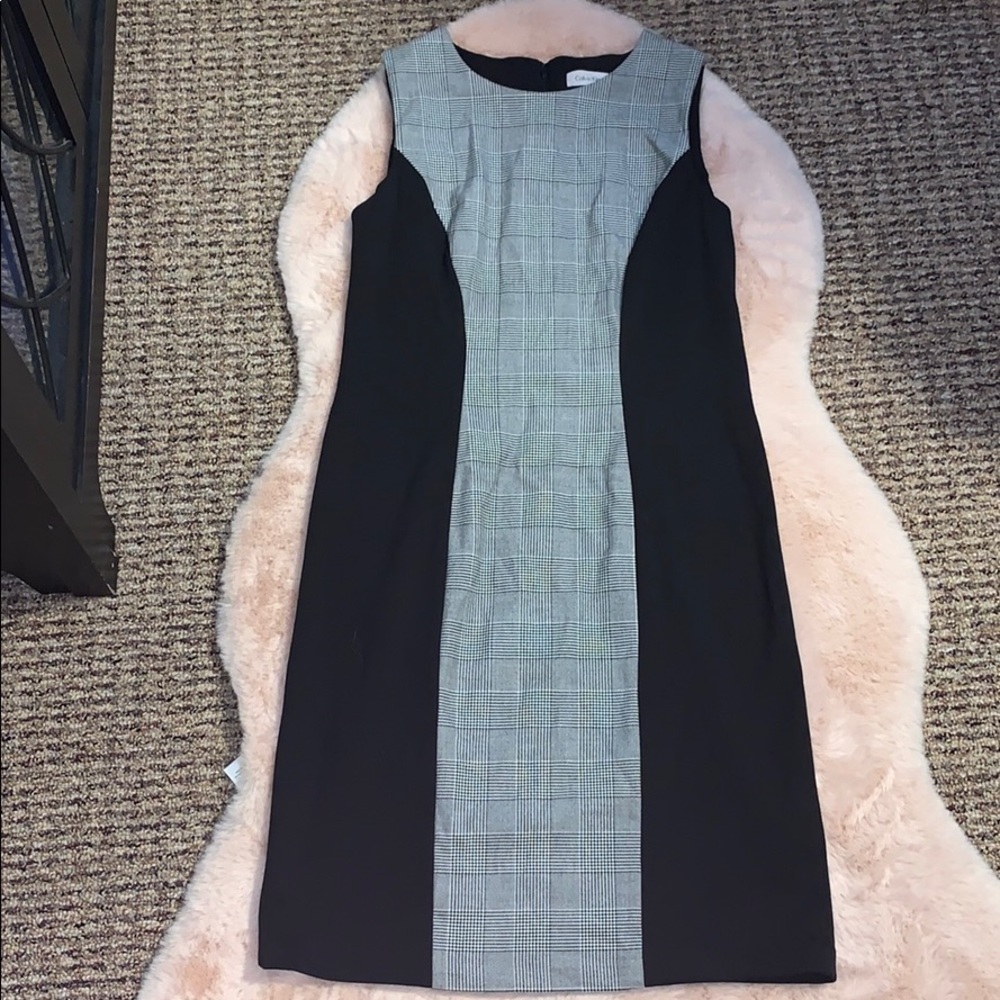 Calvin Klein workweek chic plaid& black dress